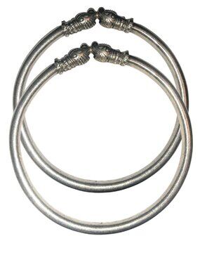 Vintage Silver‑Tone Elephant Cuff Bangle Set of 2
